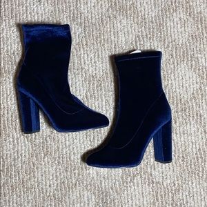 LFL Dark Blue Velvet Heeled Boots
